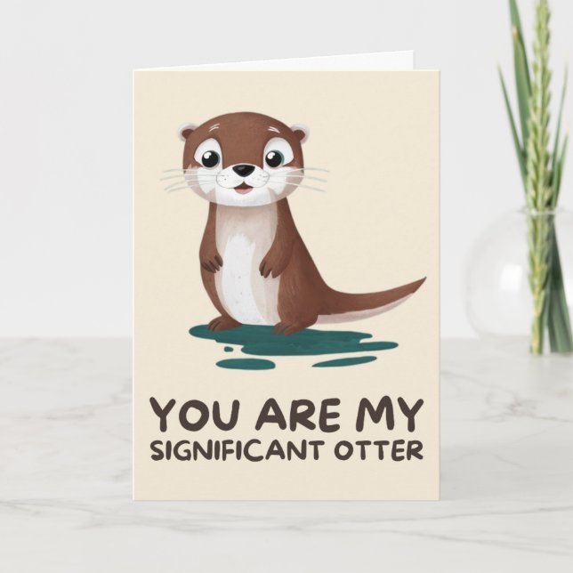 Happy Anniversary Cute Funny Simple Otter Card (Front)