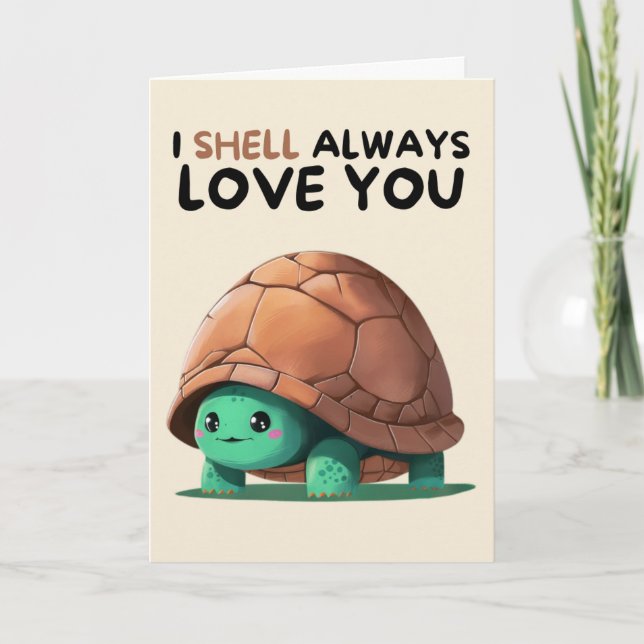 Happy Anniversary Cute Funny Simple Turtle Card (Front)