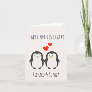 Happy Anniversary - Cute Penguin Couple Card