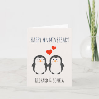 Happy Anniversary- Cute Penguin Couple Card