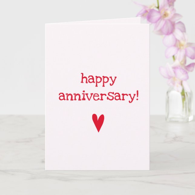 Happy Anniversary - Cute Red Heart Card (Orchid)