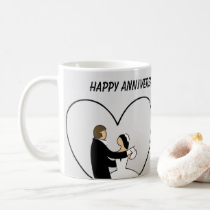 HAPPY ANNIVERSARY Cute Wedding Couple Coffee Mug