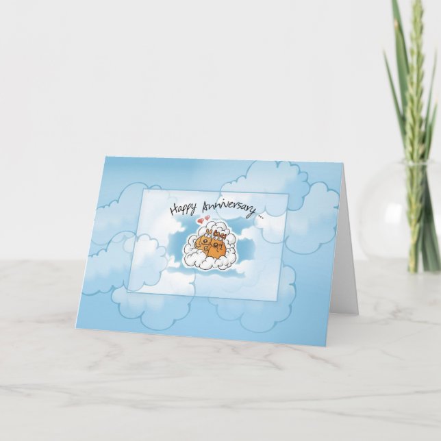 Happy Anniversary Dogs in Clouds Card (Front)