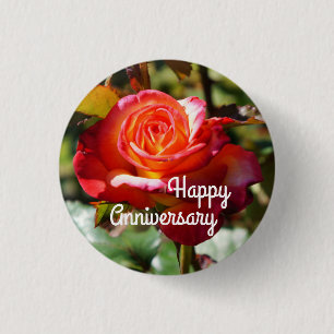 Happy Anniversary Dream Come True Rose #2 Button