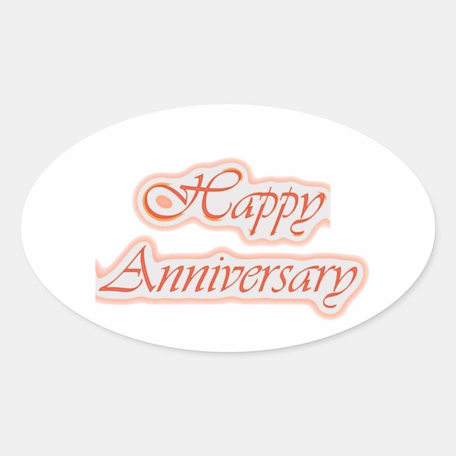 HAPPY Anniversary : Elegant Text  Background Colou Oval Sticker (Front)