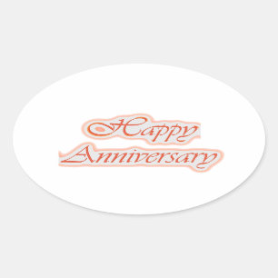 HAPPY Anniversary : Elegant Text Background Colou Oval Sticker