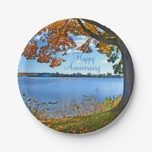 Happy Anniversary Fall Paper Plate (Front)