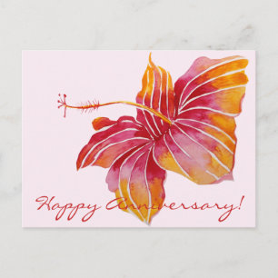 Happy Anniversary Floral Hawaii Postcard