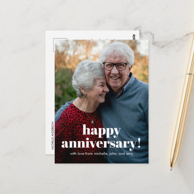 Happy Anniversary for Parents with Photo Postcard (Front/Back In Situ)