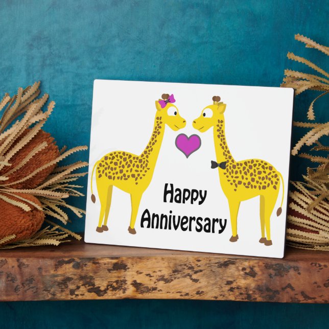 Happy Anniversary Giraffes  Plaque (Side)