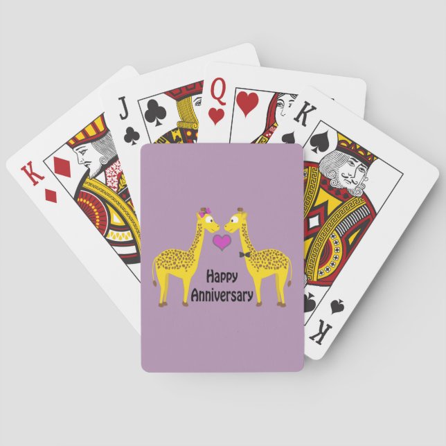 Happy Anniversary Giraffes Playing Cards (Back)