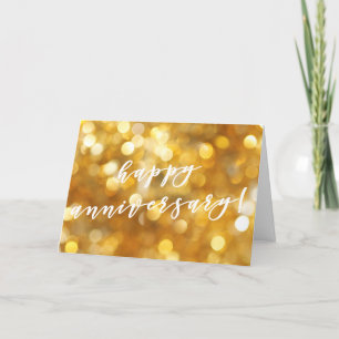 Happy Anniversary Glamourous Gold Sparkles Holiday Card