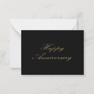 Happy Anniversary gold font script black Card