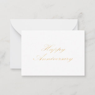 Happy Anniversary gold font script white Card
