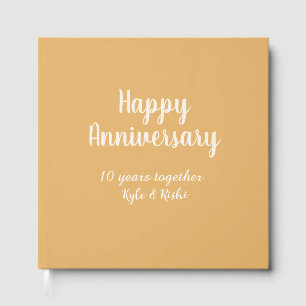 Happy anniversary golden white 10 years name date  guest book