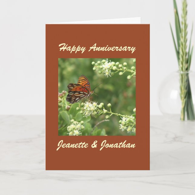 Happy Anniversary Greeting Card, Butterfly, Custom Card (Front)