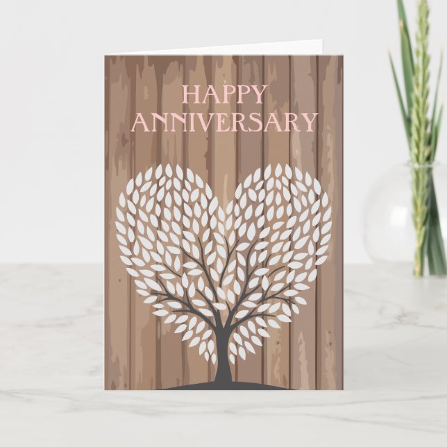 Happy Anniversary Heart Wood Hikingduck Card (Front)