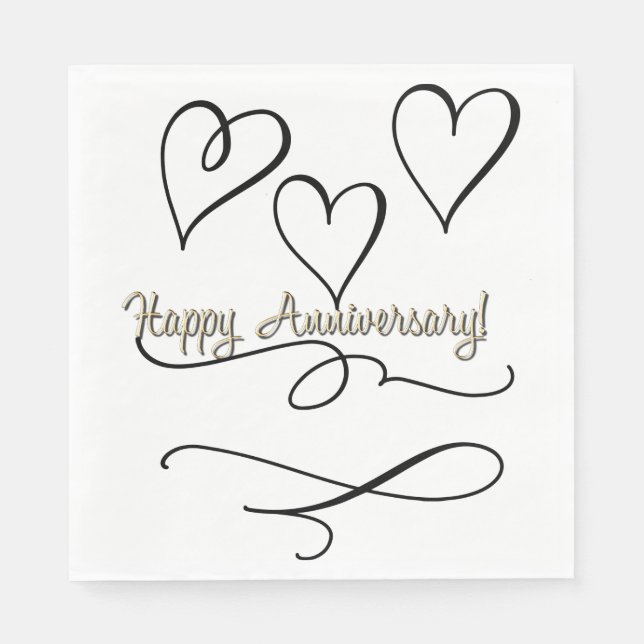 Happy Anniversary Hearts  Napkin (Front)