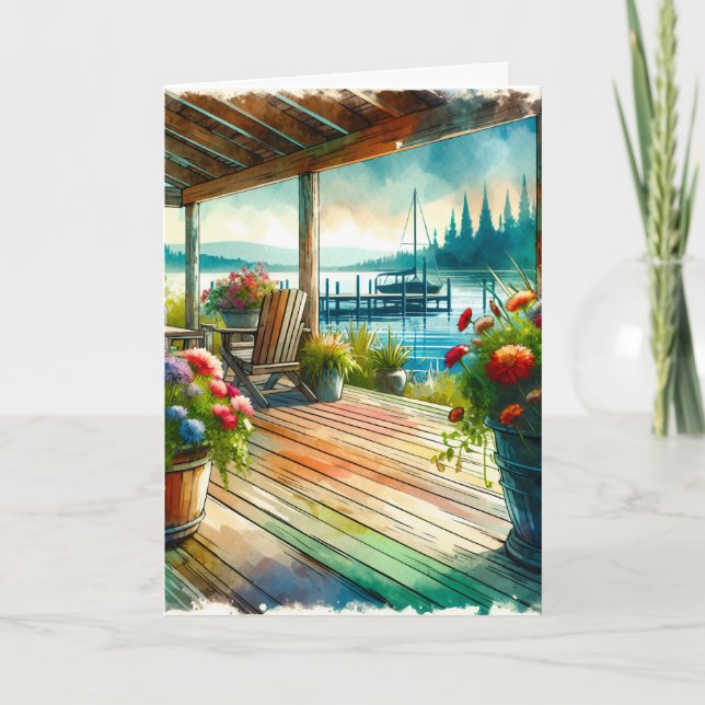 Happy Anniversary Honey | Pretty Lakehouse View Card (Front)