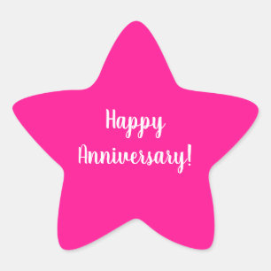 Happy Anniversary Hot Pink White Typography Star Sticker