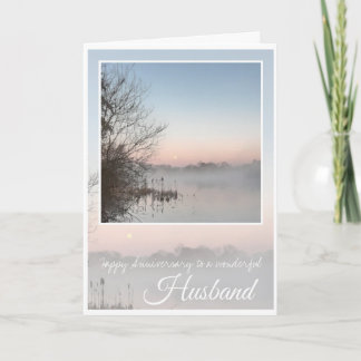 Happy Anniversary Husband, Lilac Misty Lake, Card