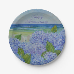 Happy Anniversary Hydrangea Paper Plate