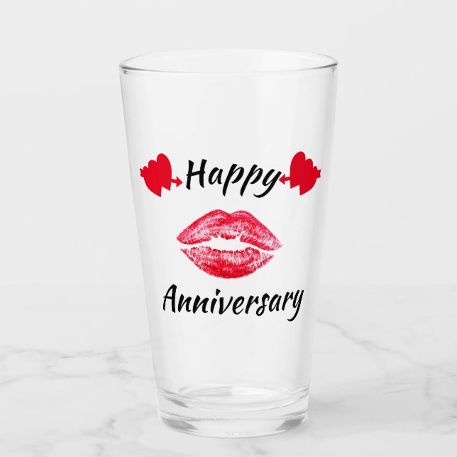HAPPY ANNIVERSARY KISS   GLASS (Front)