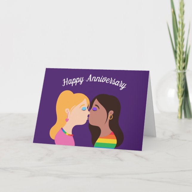 Happy Anniversary Lesbian Couple Romantic Love You Card (Front)