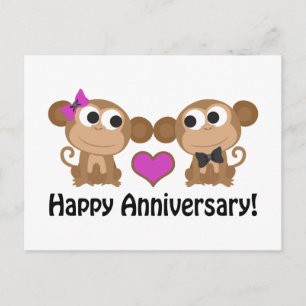Happy Anniversary Monkeys Postcard