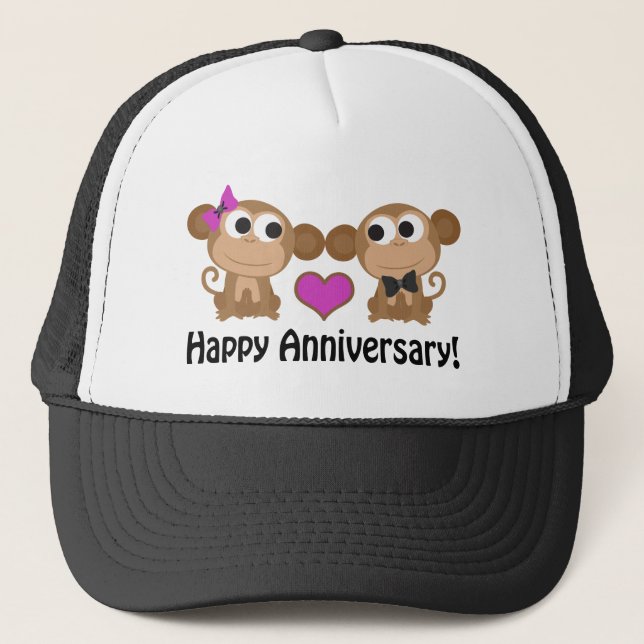 Happy Anniversary Monkeys Trucker Hat (Front)