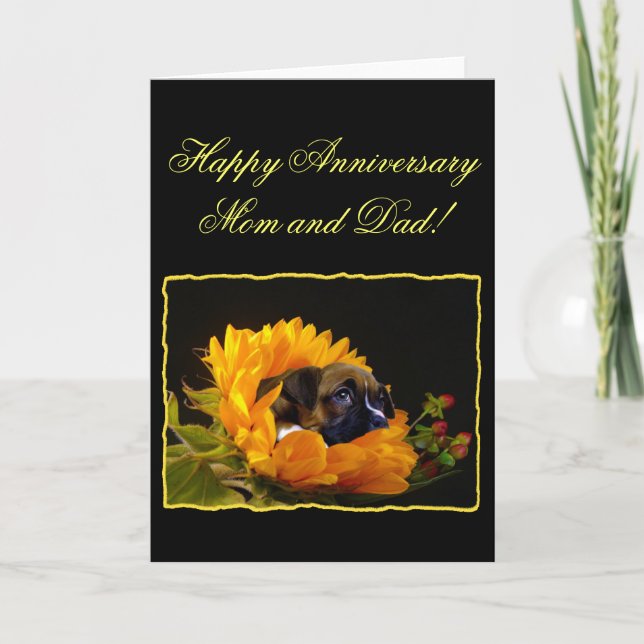 Happy Anniversary mum and dad Boxer Greeting Card (Front)
