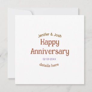 happy anniversary name golden pink details trendy thank you card