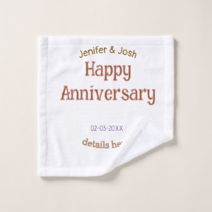 happy anniversary name golden pink details trendy  wash cloth