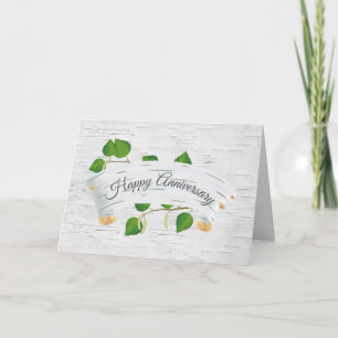Happy Anniversary On Birch Tree Scroll Card