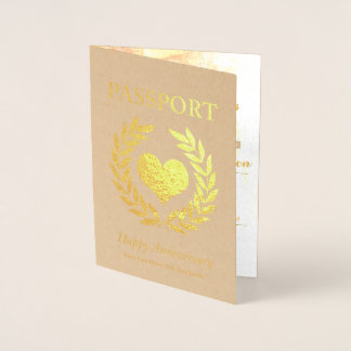 Happy Anniversary Party Gold Passport Foil Card