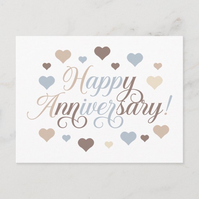 Happy Anniversary Pastel Hearts Romantic Elegant Postcard (Front)