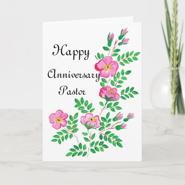 Happy Anniversary Pastor Folded Greeting Card (Front)