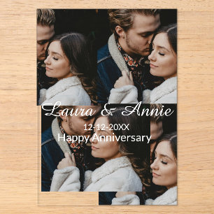 Happy anniversary photo collage name date simple w acrylic invitations