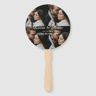 Happy anniversary photo collage name date simple w hand fan