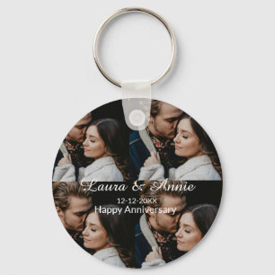 Happy anniversary photo collage name date simple w key ring