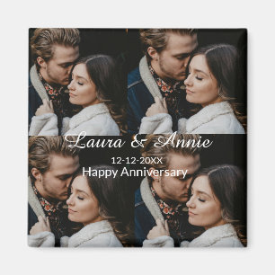Happy anniversary photo collage name date simple w magnet