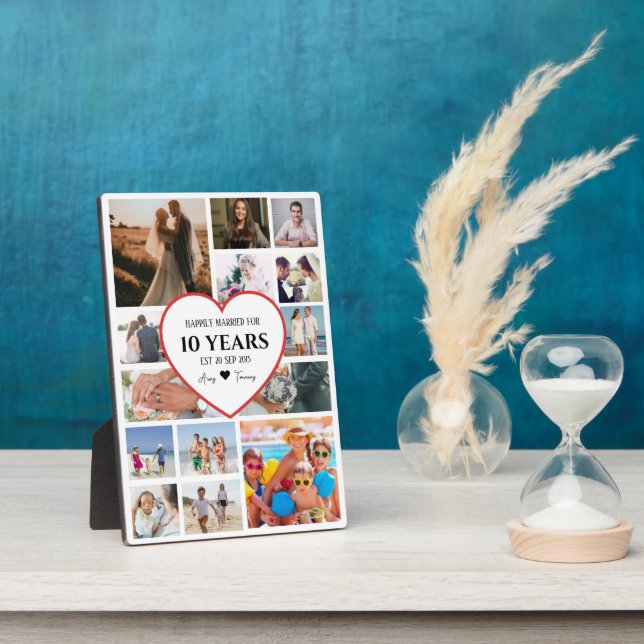 Happy Anniversary Photos With Heart In Centre Plaque (Side)