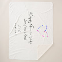 Happy anniversary pink blue heart name date simple