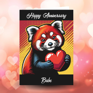 Happy Anniversary   Pop Art Red Panda Card