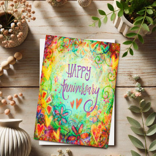 Happy Anniversary Pretty Floral Whimsical Card