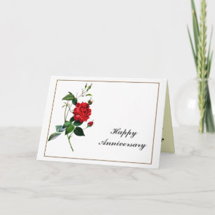 Happy Anniversary Red Rose, Pierre Joseph Redout Card