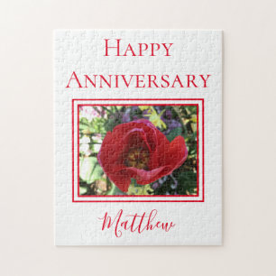 Happy Anniversary Rose Photo Theme Jigsaw Puzzle