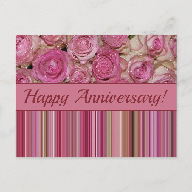 Happy Anniversary roses Postcard (Front)