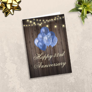 Happy Anniversary Rustic String Lights & Balloons Card