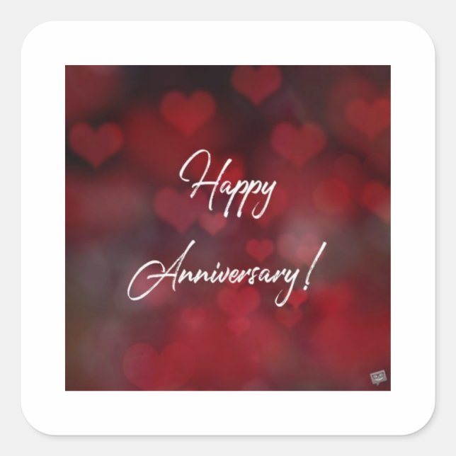 HAPPY ANNIVERSARY SQUARE STICKER (Front)